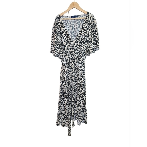 Rachel Roy Hi-Lo Dress Womens Plus 2X Flutter Sleeves Leopard Print Mob Wife - Picture 1 of 7